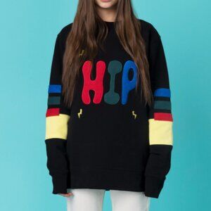 Teddy Fresh HIP Black Color Block Streetwear Sweatshirt